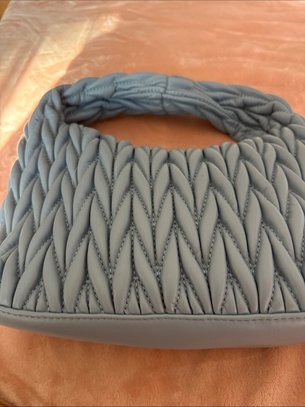 Urban Expressions Quilted Light Blue Braided-Handle Shoulder Bag